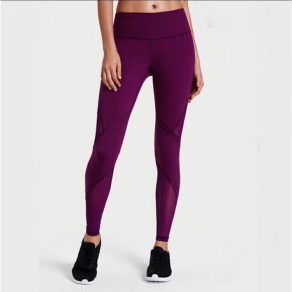 Victoria's Secret Sport Purple Mid Rise Leggings with Mesh Cutouts - Picture 1 of 8